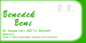 benedek beni business card